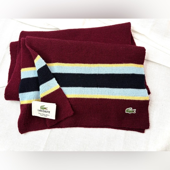 Lacoste Wool Multicolor Wool Sweater Knit Scarf - Picture 5 of 5